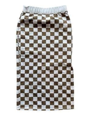 Ascot and Hart Brown/White Checkered Knit Pull-On Midi Pencil Skirt XS